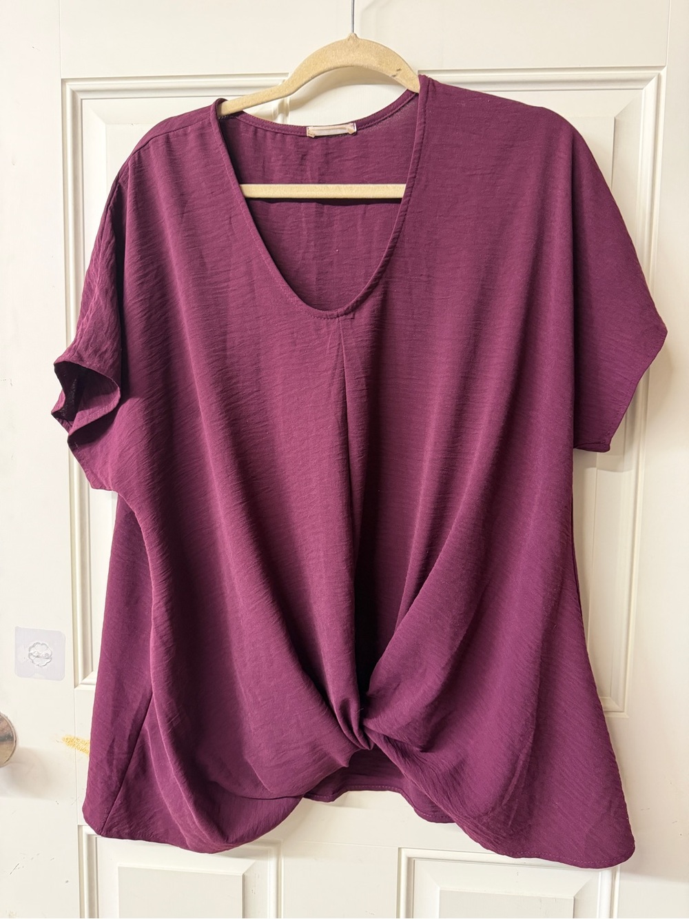 OP Twist-Front Tunic Top - Plum